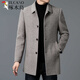 Woodpecker light luxury high-end cashmere double-sided woolen coat men's middle-aged mid-length coat winter coat thickened down lining gray 175/L