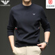 Armani (ARMANI) men's high-end round neck cardigan autumn and winter high-end bottoming sweater fashionable casual sweater black 3XL 185 (170/185Jin Jin equals 0.5 kg)