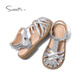 Snaffy Children's Sandals Silver Girls Roman Shoes 2026 Summer New Medium and Large Children's Non-Slip Soft Soled Beach Shoes Quicksand Silver 26 Recommended Foot Length 16.1cm