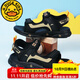 G.duck little yellow duck boys' sandals 2025 summer new children's beach shoes soft sole non-slip medium and large children's light casual shoes black gold-open toe 39 inner length 23.5cm