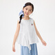 Xiaoyinman children's clothing girls' pure cotton sleeveless plaid shirt 26 mid-summer big children's strawberry embroidered irregular top off-white 120