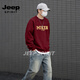 JEEP SPIRIT American heavyweight sweatshirt for men plus velvet loose trend versatile printed round neck pullover top jacket black S