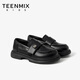 Tianmeiyi Children's Shoes Girls Black Small Leather Shoes 2026 Spring and Autumn New Children's British Style College Style Loafers Black 29