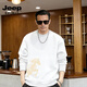JEEP SPIRIT American retro printed sweatshirt for men 2026 spring trendy loose round neck pullover couple tops white 5XL