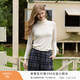 Xiangying inner layering shirt women's long-sleeved 2025 new winter fashion pullover green half turtleneck sweater top off-white S 155/80A/85-95Jin Jin equals 0.5 kg