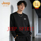 JEEP SPIRIT sweatshirt men's 2026 spring new American casual loose round neck pullover versatile long-sleeved top black M