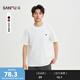 SANFU 2026 Spring Men's Text Embroidered Solid Color Short T-Shirt Urban Loose Round Neck Top 518784 Fine White M