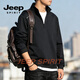 JEEP SPIRIT half zipper stand collar sweatshirt men's 2026 spring new casual loose long-sleeved top jacket men's black M 90 - 110 Jin Jin is equal to 0.5 kg