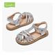 Snaffy Children's Sandals Silver Girls Roman Shoes 2026 Summer New Medium and Large Children's Non-Slip Soft Soled Beach Shoes Quicksand Silver 26 Recommended Foot Length 16.1cm