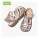 Snaffy Children's Sandals Silver Girls Roman Shoes 2026 Summer New Medium and Large Children's Non-Slip Soft Soled Beach Shoes Quicksand Silver 26 Recommended Foot Length 16.1cm
