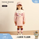 Teenie Weenie Kids bear children's clothing autumn style baby girl color block printed casual dress pink 100 cm