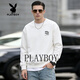 Playboy Round Neck Sweater Men's 2026 Spring New American Casual Loose Couple Tops Bottoming Shirt Long Sleeve Jacket Dark Gray S 95-120Jin Jin is equal to 0.5 kg