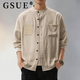 GSUE new Chinese style linen cardigan long-sleeved shirt men's spring and autumn new smart commuter stand-up collar retro shirt jacket Maben 4XL suitable for 210-230Jin Jin equals 0.5 kg