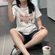 
Adidas 3D short-sleeved T-shirt women's 2025 summer new Disney joint sports casual wear round neck top JP1428 white M