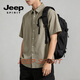 JEEP SPIRIT short-sleeved shirt for men 2026 summer loose Japanese style Hong Kong style simple versatile work shirt casual top green M (90-120Jin Jin equals 0.5 kg)