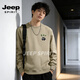 JEEP SPIRIT crew neck sweatshirt men's 2026 spring loose and versatile top men's casual long-sleeved bottoming shirt jacket men white S