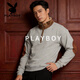 Playboy (PLAYBOY) 2026 European and American new style sweatshirt retro splicing embroidery half-cardigan men's long-sleeved sweatshirt outdoor casual sweatshirt black S 55-70
