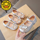 G.duck girls rhinestone princess shoes 2026 new spring and autumn little girls soft-soled small leather shoes children's performance crystal shoes champagne color 27 inner length about 16.8cm