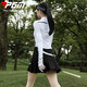 PGM Golf Clothing Women's Shoulder Breathable Top T-shirt Stand Collar Long Sleeve Autumn Sports Clothing YF692-White [Top] XL