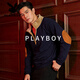 Playboy (PLAYBOY) 2026 European and American new style sweatshirt retro splicing embroidery half-cardigan men's long-sleeved sweatshirt outdoor casual sweatshirt black S 55-70