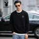 Playboy Round Neck Sweater Men's 2026 Spring New American Casual Loose Couple Tops Bottoming Shirt Long Sleeve Jacket Dark Gray S 95-120Jin Jin is equal to 0.5 kg