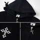 Playboy heavyweight trendy brand hooded cardigan sweatshirt for men 2026 spring and autumn loose casual versatile jacket men's top black S 85-105