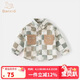 Banxidi boys' shirt spring 2026 new trendy and handsome baby long-sleeved tops children's clothing children's plaid shirt spring and autumn green 80