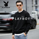 Playboy (PLAYBOY) American heavyweight round neck sweatshirt for men 2026 spring loose large size trendy velvet bottoming shirt top dark blue S recommended 95-120Jin Jin equals 0.5 kg