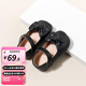 JOYNCLEON baby girl toddler shoes 2025 spring and summer new bow little girl princess shoes soft sole non-slip small leather shoes black size 19 inner length 14cm suitable for feet 13.5cm long