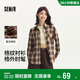 Semir long-sleeved shirt for women mid-length lazy loose off-shoulder autumn chic retro plaid shirt 101524105004