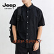 JEEP SPIRIT short-sleeved shirt for men 2026 summer loose Japanese style Hong Kong style simple versatile work shirt casual top green M (90-120Jin Jin equals 0.5 kg)