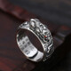 Bjyl Fortune-Telling Pixiu Ring Männer trendy Glücksperlenring Retro Mode Sechs-Charakter-Mantra-Ring-Einzelschwanzring Öffnen Pixiu Ring Silber