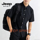 JEEP SPIRIT short-sleeved shirt for men 2026 summer loose Japanese style Hong Kong style simple versatile work shirt casual top green M (90-120Jin Jin equals 0.5 kg)