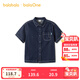 Bala Bala One boys short-sleeved shirt children's medium and large children's denim 2026 new summer versatile denim dark blue 88301 110