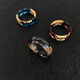 Colorful ink ring couple Internet celebrity ins2022 new resin gold foil original personality niche ring blue gold