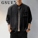 GSUE new Chinese style linen cardigan long-sleeved shirt men's spring and autumn new smart commuter stand-up collar retro shirt jacket Maben 4XL suitable for 210-230Jin Jin equals 0.5 kg