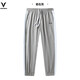 
VEIDOORN trousers street American sports men's tying feet summer training trousers loose basketball trousers straight socks trend V1335SZK woven pants gray L