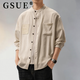 GSUE new Chinese style linen cardigan long-sleeved shirt men's spring and autumn new smart commuter stand-up collar retro shirt jacket Maben 4XL suitable for 210-230Jin Jin equals 0.5 kg