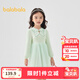 Balabala Children's Clothing Children's Dress Autumn and Winter Girls Woolen Splicing Mesh Princess Dress Western Fashionable Sweet Green Tone 00344 140