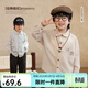 LUSON Boys Classic Plaid Embroidered Shirt 2026 Spring New Cute Retro College Style Top Blue 90