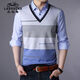 Classic Car (Laoyeche) High-End-Herren-T-Shirt mit falschem zweiteiligen Langarmjugend-Basishemd Korean Slim Strick Modentrend Herren Modell 3878 Blau 2xl 180