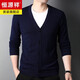 Hengyuanxiang 100% reine Strickjacke für Herren Strickjacke für Strickjacke mit V-Ausschnitt Top Herbst und Winterpullover Jacke mit mittleren und älteren Herrenkleidung Light Khaki M 170/48/105