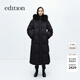 Edition down jacket women's raccoon fur collar hooded long windproof light warm goose down jacket black XS