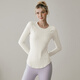 LULU CENTURY Warm fitness quick-drying clothing for women Pilates training tight slimming sports tops fashion bottoming tights long sleeves off-white L