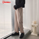 BAOMINGLI iron-free suit trousers for men in autumn new style loose trendy semi-elastic suit trousers for men Korean style straight wedding groomsmen small suit trousers wide leg casual long trousers for men black XL