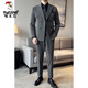 Woodpecker (TUCANO) double-breasted suit for men, casual and versatile business formal work clothes, trendy slim wedding suit, dark gray XL (suitable for 126-140 Jin Jin equals 0.5 kg)