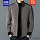 Romon ROMON brand high-end chenille jacket for men thickened autumn and winter stand collar wool jacket 2022 middle-aged casual warm men's clothing new product 9902 black 170