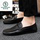 Holzspecker Fahrschuhe Ein Fuß Antrieb Loafer Lederschuhe wasserdicht britische Mütze Schuhe Herren trendige Schuhe Casual Schuhe Low Top D838 Black 39