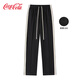 Coca-Cola Casual Pants Men's and Women's Summer Striped Loose Straight Sports Pants Black 2XL (170-190Jin Jin equals 0.5kg)