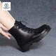 Zapatos para mujeres de carpintería de carpintería para mujeres Botas de cuero de cuero genuino para mujeres Botas de nieve de otoño y otoño de otoño y invierno botas cortas botas para mujeres negras más lana 40 tamaño estándar
